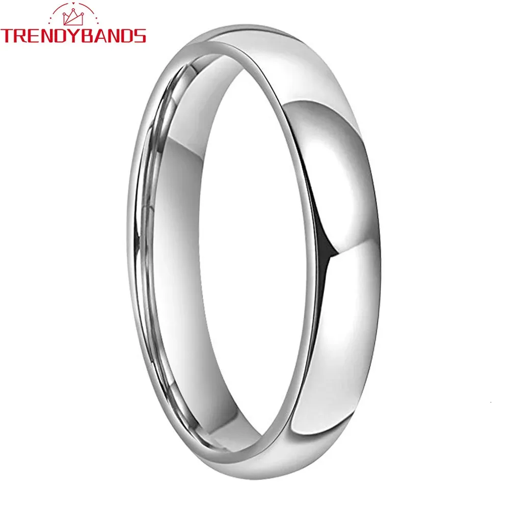 Tungsten Carbide Wedding Band: 4mm Comfort Fit Polished Shiny