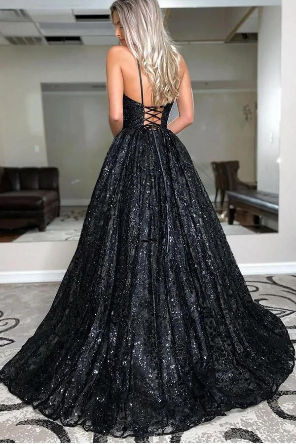 Black glitter party clearance dress