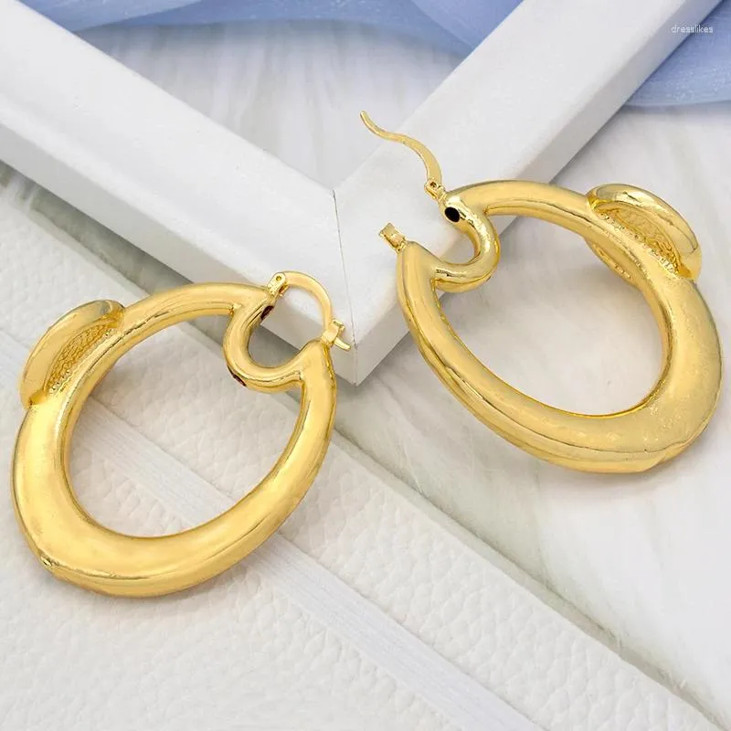 Orecchini a cerchio per donna Testa di rame placcato oro 24 carati Modello Fashipn Accessori per gioielli da sposa per feste da sposa
