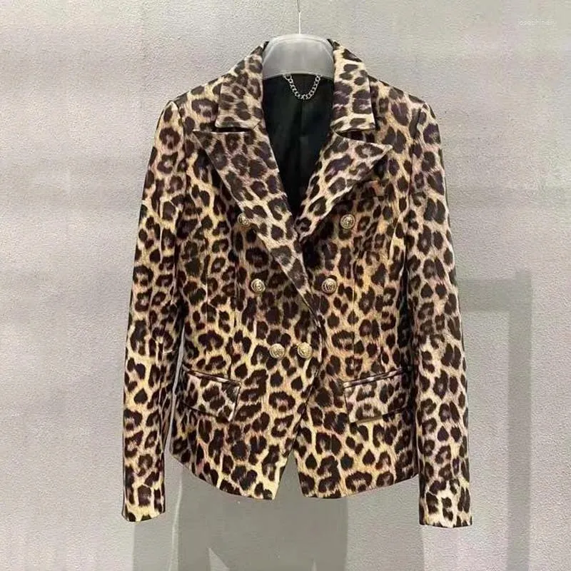 Kvinnor läderdräkt Style Women Coat Spring-Turn-Down Collar Leopard Print Natural Real Sheepskin High Qualit Fashion Clothes Long Sleeve