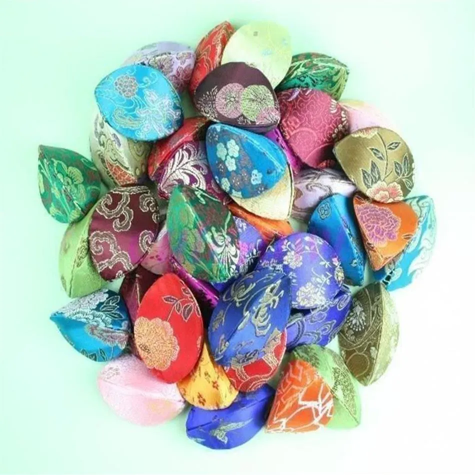 Neue 10 Stück Seiden-Glückskeks-Geldbörse Mix Color Case Squeeze Chinese Ring Bag2608