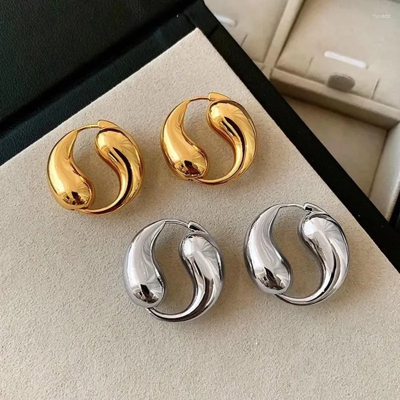 Hoop Earrings 5Pairs Fashion Waterproof High Quality Gold Plated Double Drop Shaped For Women Fine Jewelry