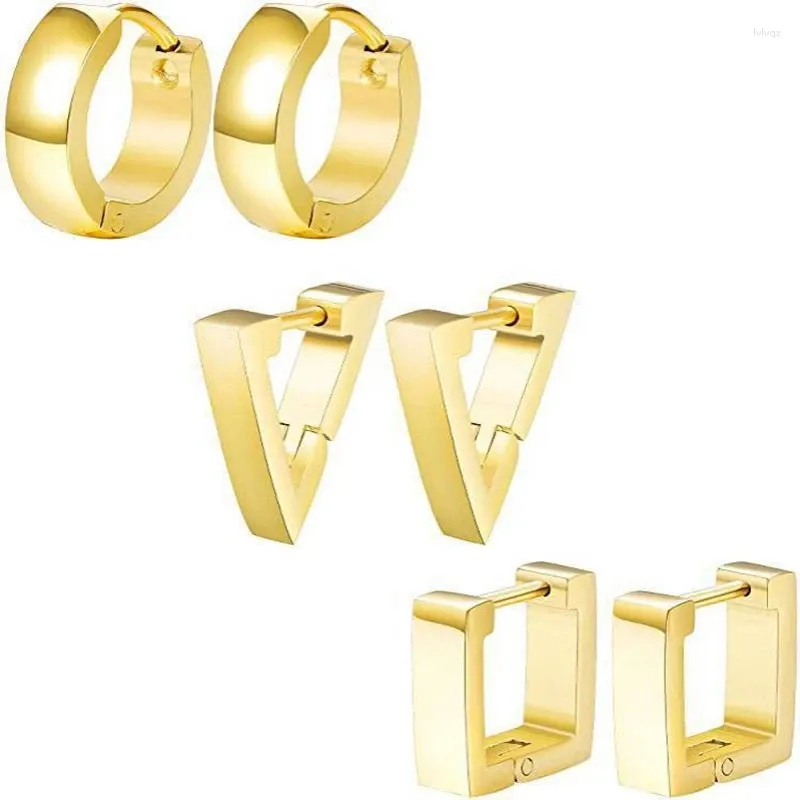 Hoop Earrings Gold Color The Geometric Stainless Steel Round Shape Vacuum Plating No Easy Fade Allergy Free