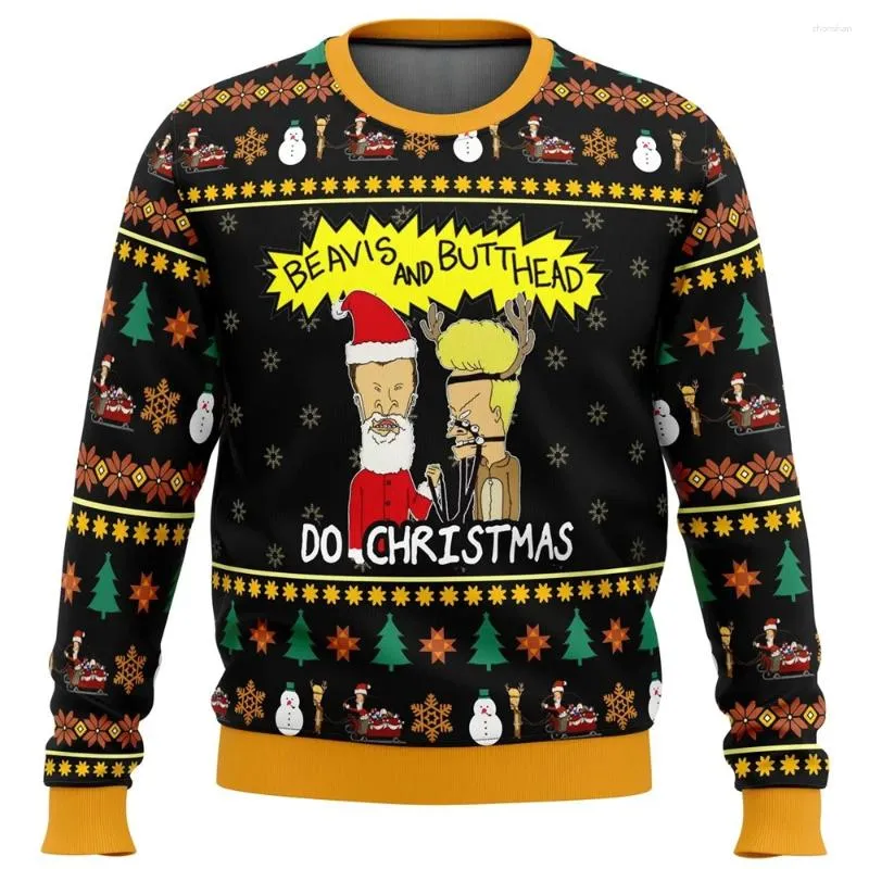 Bluzy męskie beavis i butthead do Bożego Narodzenia brzydki prezent swetra Święty Mikołaj Claus Mężczyznę 3d Bluza Top Jesień