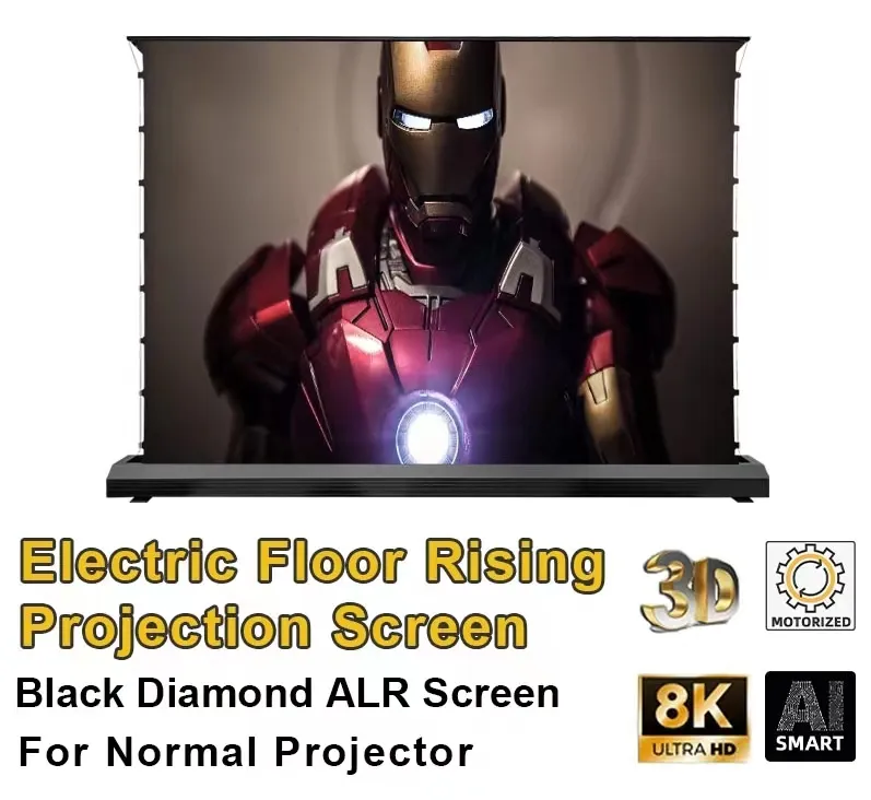 2023 جديد الطابق الكهربائي Rising alr Black Diamonder Screen 3D/4K Ambient Light الرفض لجهاز العرض العادي 72-150 بوصة