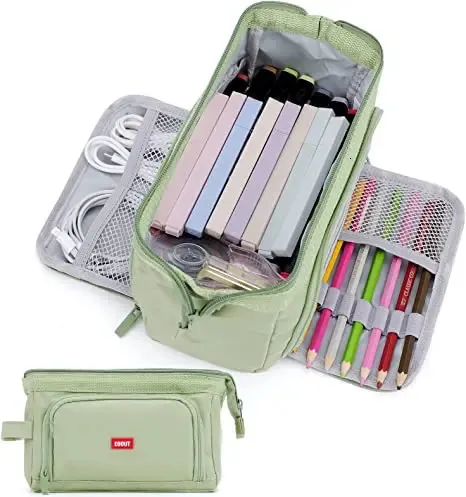 Sacos de lápis Kawaii Verde Grande Capacidade Caso Bolsa Pen Bag Maquiagem Estudante Papelaria Organizador Escola Suprimentos 231025