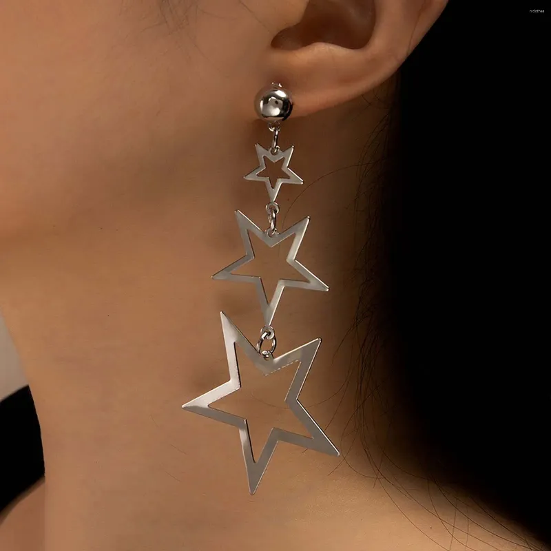 Hoop Earrings European And American Fashion Multi Layer Five Pointed Star Personality Simple Light Weight Pressure