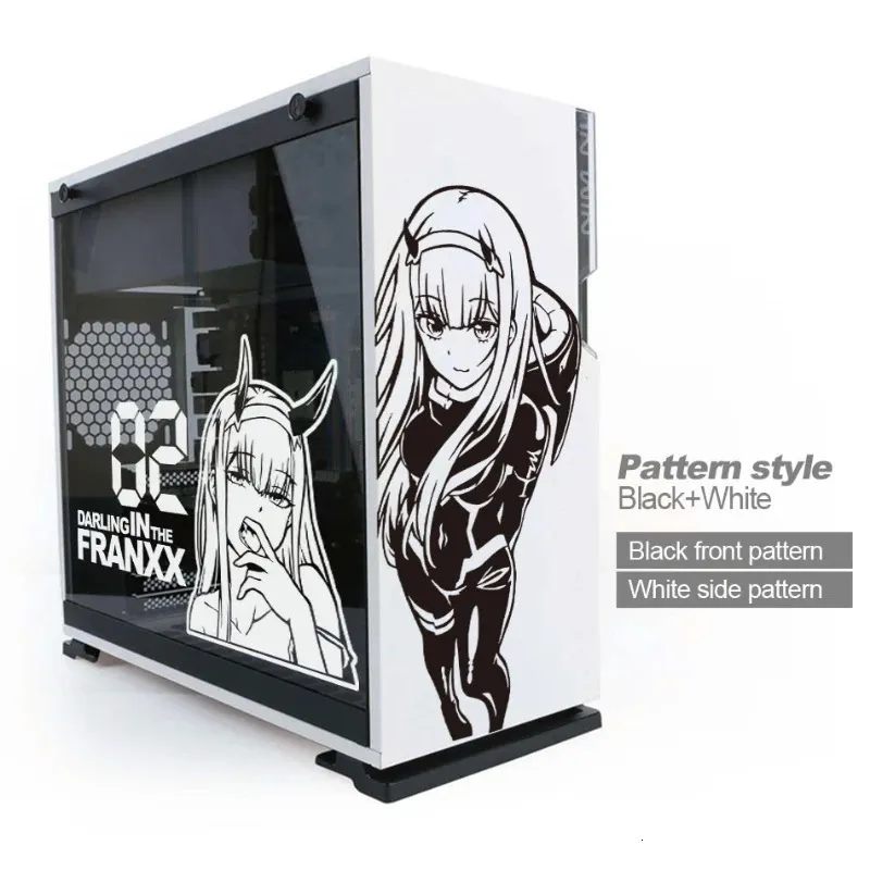 Çocuk oyuncak çıkartmaları sevgilim franxx 02 anime çıkartmaları atx orta pc case case bilgisayar dekoratif su geçirmez su geçirmez çıkarılabilir içi boş out 231025