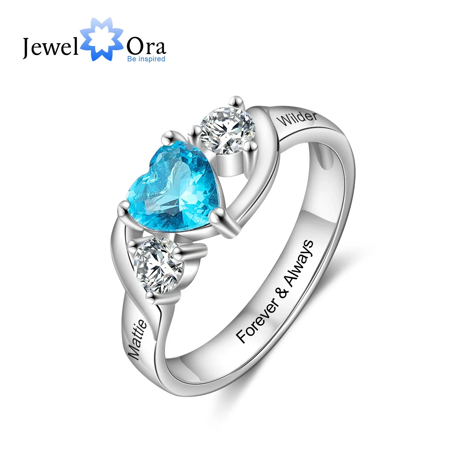Wedding Rings Personalized Birthstone For Women Customized Engraving ...
