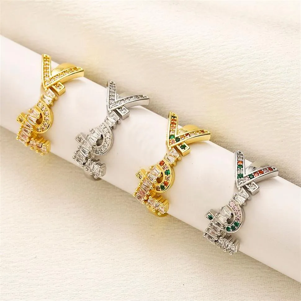 Damescharm Boutique Ring 18K Gold Ploated Sieraden Luxe hoogwaardige legeringsring Nieuw 925 Gerichte Master White Diamond220W