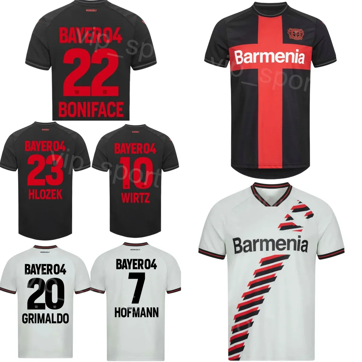 04 Bayer Leverkusen Soccer Jersey 23/24 Club 22 Boniface 7 Hofmann 20 Grimaldo 4 Tah 30 Frimpong 25 Palacios