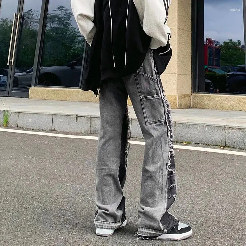 Y2K Grunge Jeans Men - Baggy Flare Stacked Denim Pants, Wide