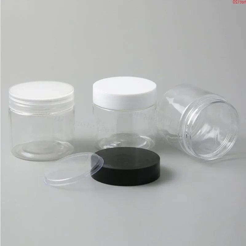 50 x 60g vide clair bouteille de crème PET transparent 2oz emballage cosmétique avec couvercles en plastique blanc noir Cleargood Ruqiq