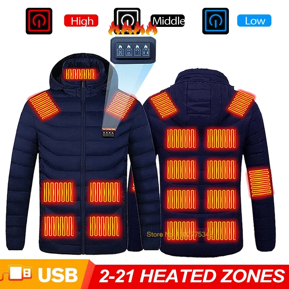 Outdoor Jackets Hoodies Zone 2-21 Hot Jacket Men's and Women's USB Electric Winter Warm Hunting Camping Hiking Skiing Clothing 231026