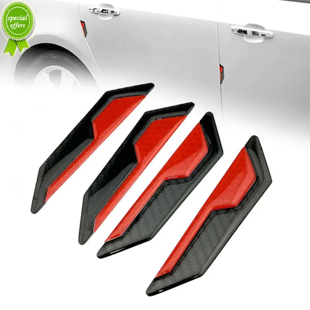 New 4pcs Car Side Door Edge Protector Stickers Warning Anti-scratch Reflective Strips Decal Carbon Fiber Style Car Decor Accessories