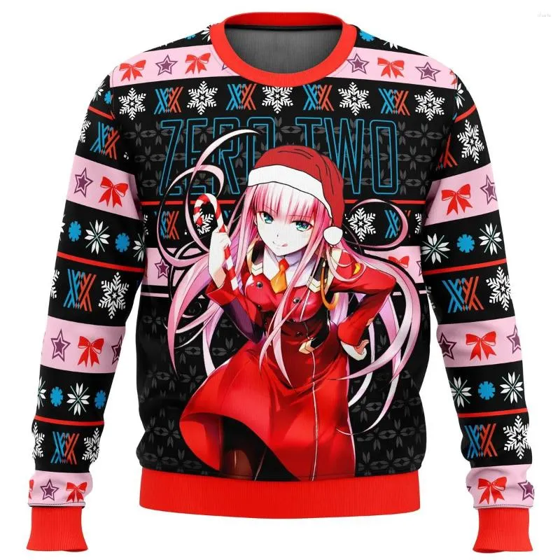 Sudaderas con capucha para hombre Darling In The Franxx Zero Two Ugly Christmas Sweater Regalo Papá Noel Jersey Hombres Sudadera 3D y Top Otoño Invierno Clothi