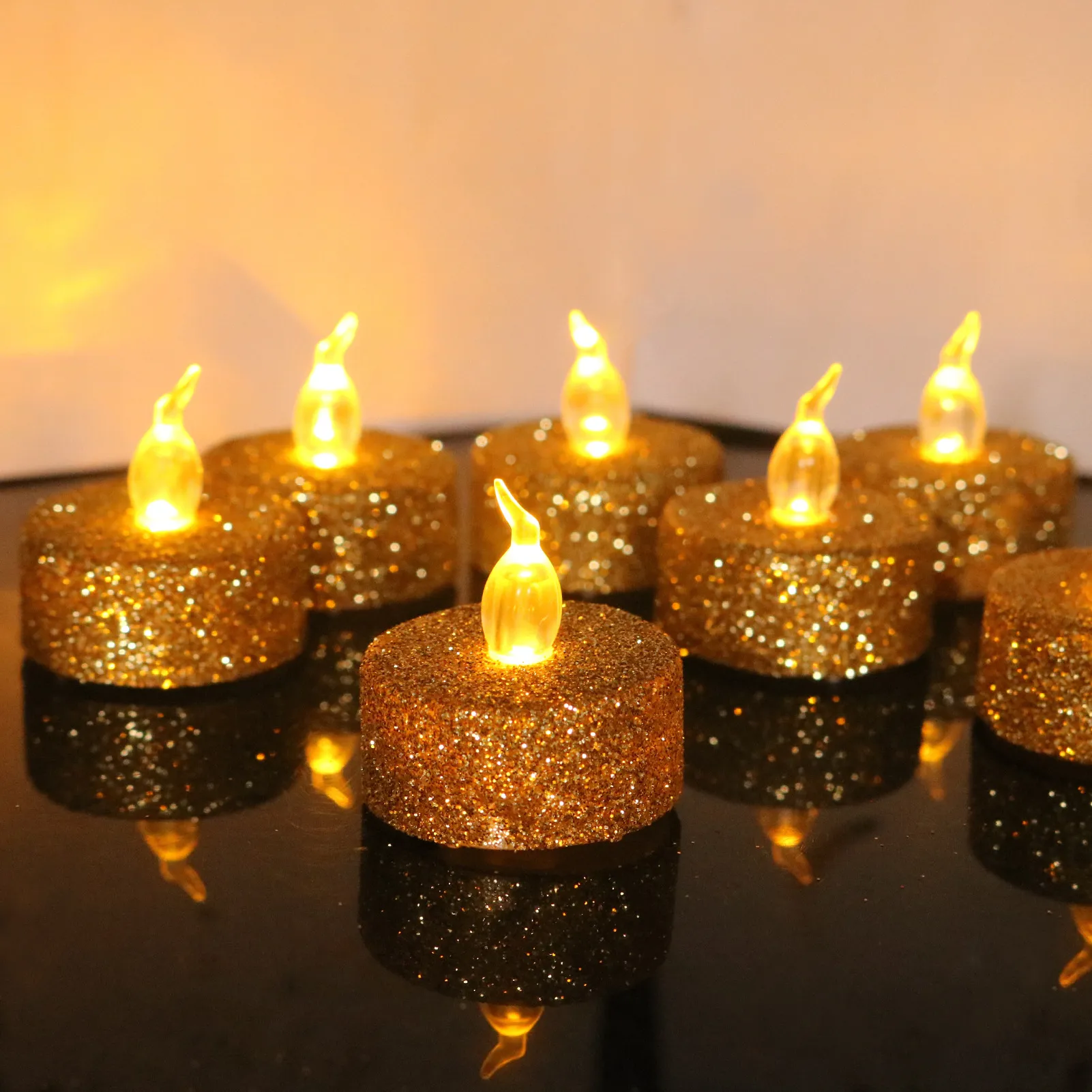 زخرفة الحفلات LED LED LILLELLE CANDLE LIGHT POWDER المظهر الناعم ضوء المنزل الزفاف زخرفة الزفاف بطارية الضوء 5COLOR