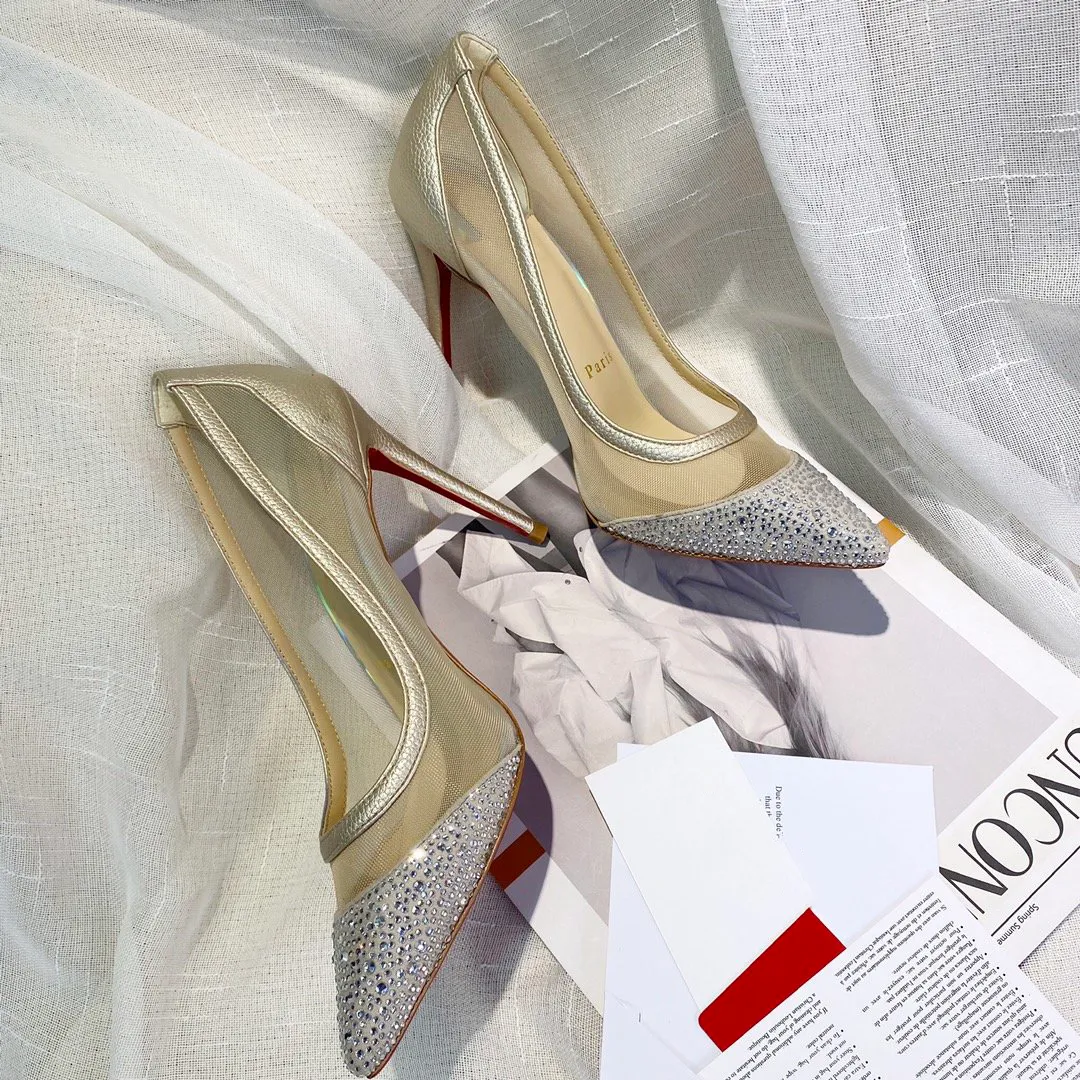 Projektant mody Wysokiej jakości damskie obcasy na wysokim obcasie luksusowe skórzane sandały śliski 1-12 cm gazy diamentowe przyjęcie weselne profesjonalne buty obiadowe H1743