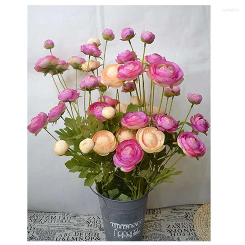 Guirnaldas de flores decorativas 1 pieza flor artificial té de seda rosa loto 95 cm 8 cabezas planta falsa hogar jardín fiesta decoración accesorios Bou