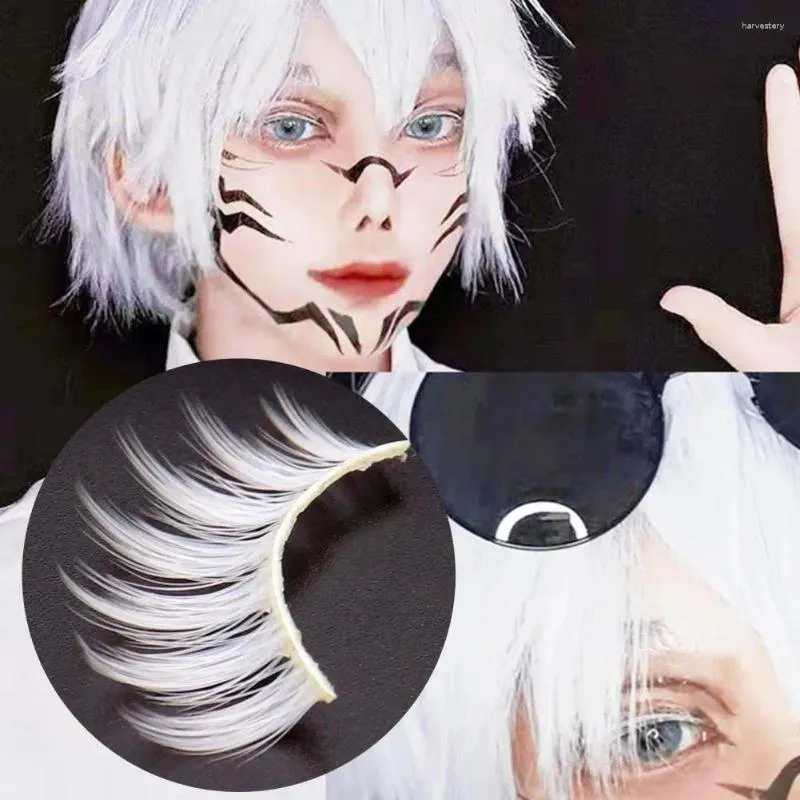 Falska ögonfransar fiber simulerade anime vita trevligt snygga skönhet falsk för maskerad