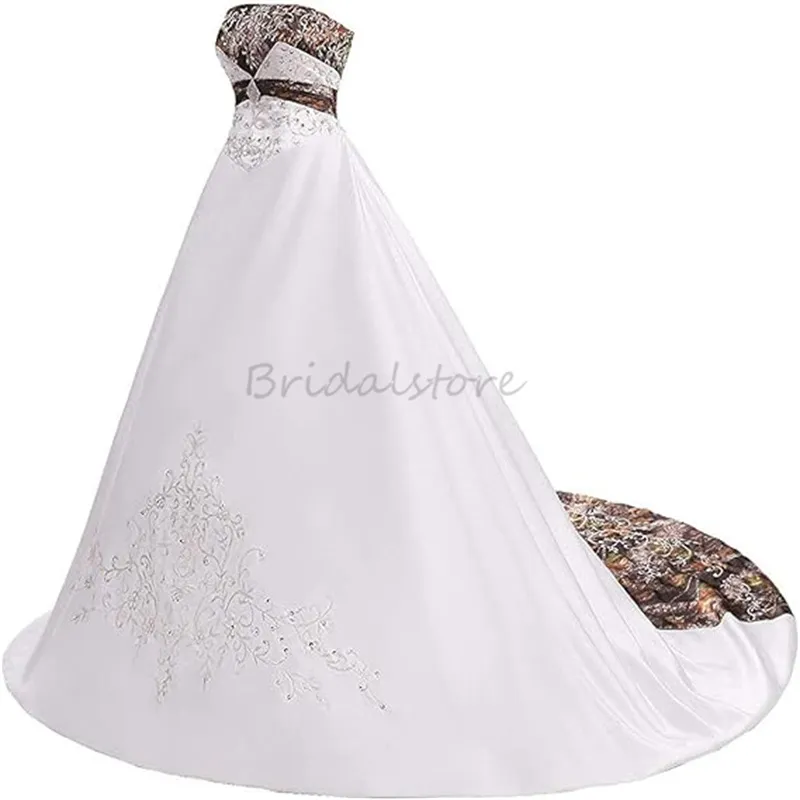 Abito da sposa retro gotico mimetico 2024 Abito da sposa sexy senza spalline in raso Boho Ricamo Cowgirl Halloween Gatsby Abito da sposa Wiccan Vestido De Noiva Casamento Chic