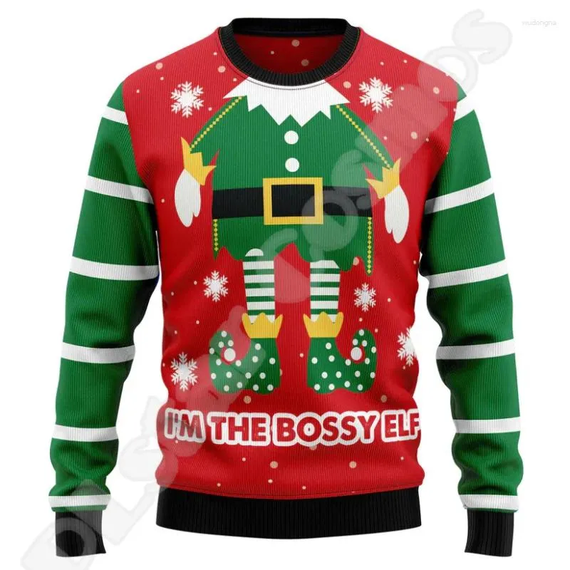 Sweats à capuche pour hommes Noël Noël Père Noël Tatouage Animal Ours Pull Laid Pull 3DPrint Harajuku Casual Drôle Hiver Coton Sweatshirts