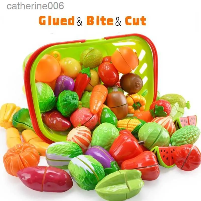 Kitchens Play Food Cutting Fruits Vegetables Play Kids Kitchen DIY Cake Toy Cutting Fruit Vegetable Food Pretend Playset Kids Educational ToysL231026
