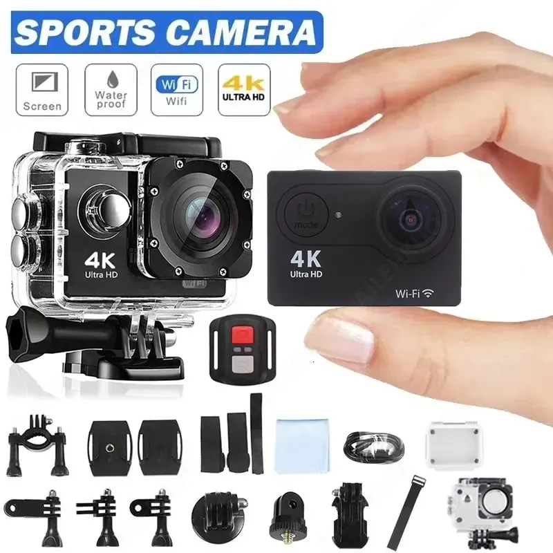 Weatherproof Cameras Ultra HD 4K 액션 카메라 1080p30fps Wi -Fi 20 인치 170d 수중 방수 헬멧 비디오 녹화 미니 스포츠 231025