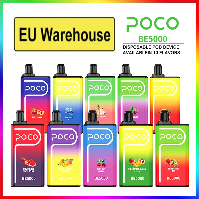 POCO BE5000 EU Warehouse 950mAh Type-C Charger 15ML 1.2Ω Mesh coil 5000 puffs 10 flavors Nicotine 50mg crazvapes
