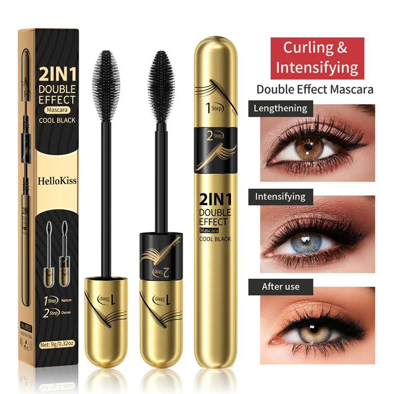 Double Head Mascara Curly Thick Slender Waterproof 2 in 1 Mascara Natural Moisturizing 24h Lasting Fashion Mascara 9g