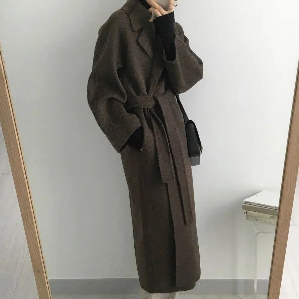 Women's Wool Blends Long Blend Jacket For Woman 2023 Solid Color Coat Batwing Korean Winter Warm Loose Overcoat Mujer Snow Wear 231026
