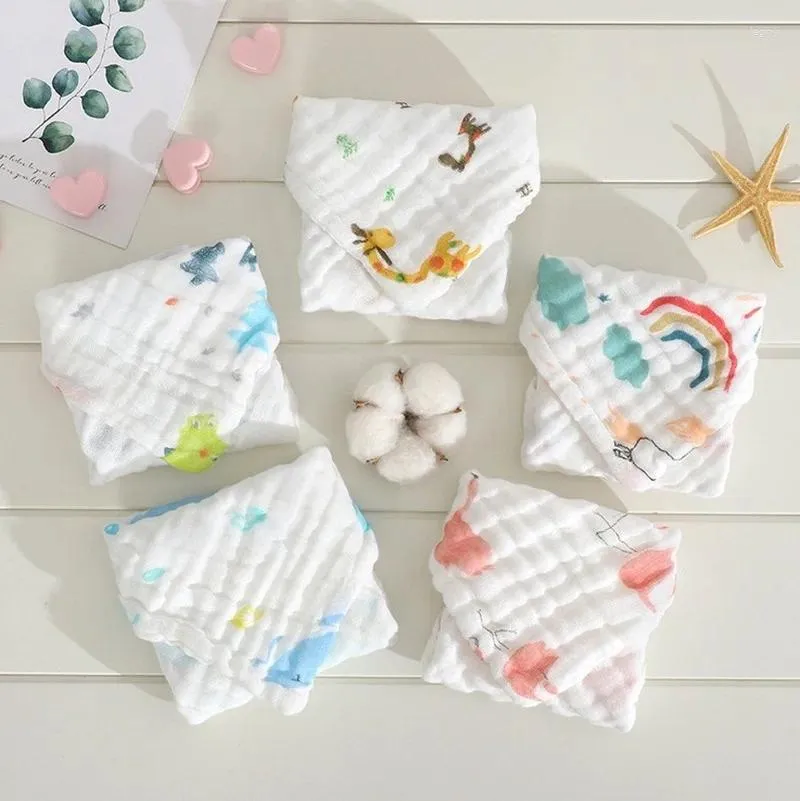 Serviette 5 pcs/lot bébé mouchoir carré motif de fruits 28x28 cm mousseline coton infantile visage lingette tissu trucs pour les nés