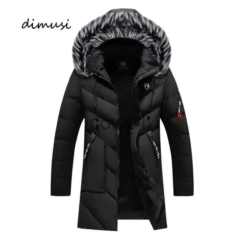 Heren donsparka's DIMUSI Winter heren lange jas Mode heren bontkraag Thermische parka's Klassieke jassen Casual warm windjack Gevoerde herenkleding J231026