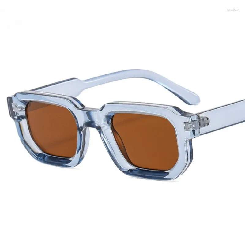 Lunettes de soleil carrées bleues pour femmes et hommes, rétro de luxe de styliste, verres transparents, nuances UV400, vente en gros