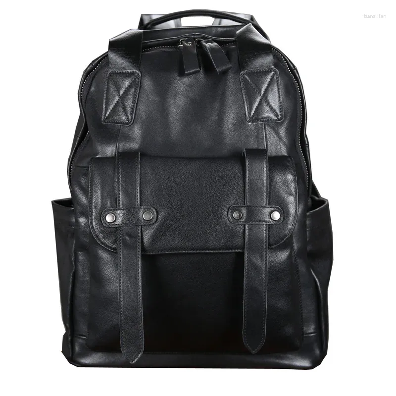 Sac à dos sacs à dos hommes en cuir véritable sac à dos mode cartable pour adolescents garçons sac de voyage mâle ordinateur portable vrais sacs