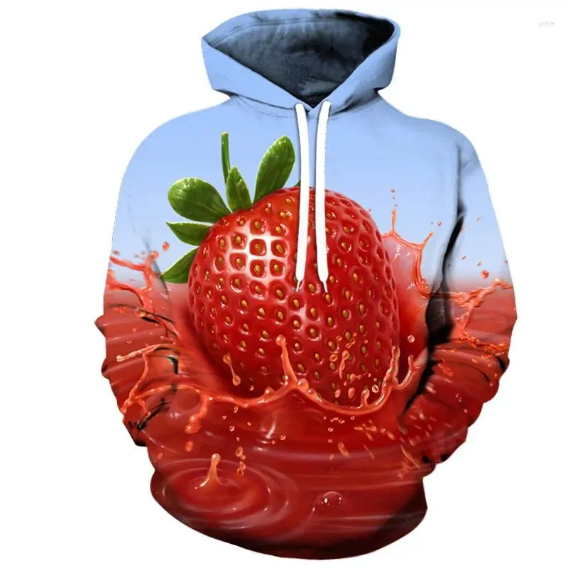 Męskie bluzy truskawkowe 3D Printing Series owoców Bluza z kapturem swoboda moda odzież damska unisex para sudaderas