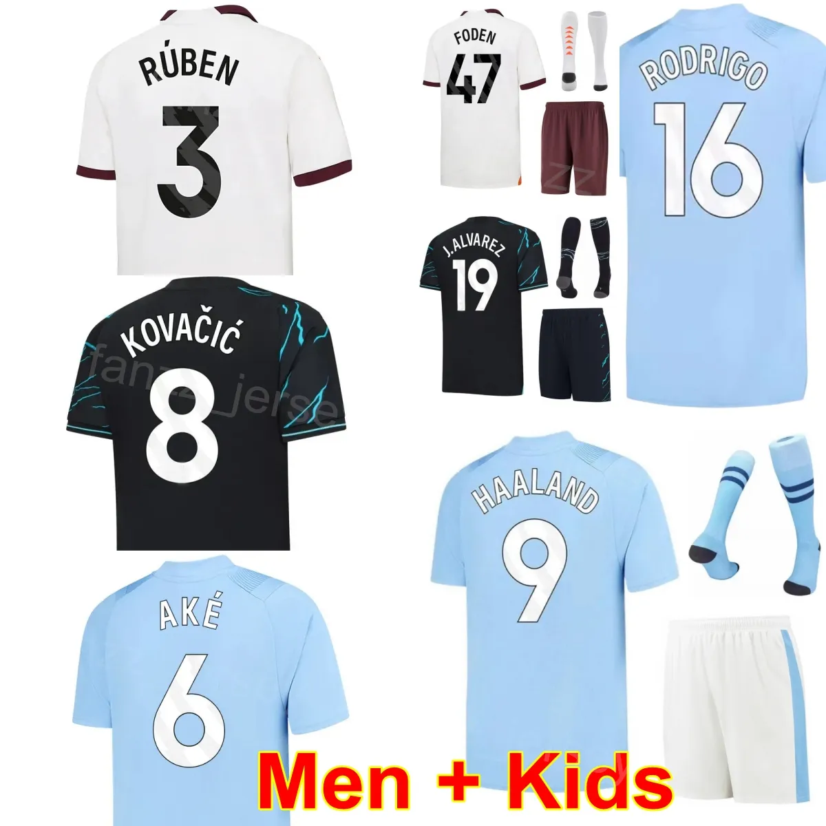 Männer Kinder 23 24 Vereinsmannschaft 47 FODEN Fußballtrikot 6 AKE 2 WALKER 3 DIAS 25 AKANJI 8 KOVACIC 17 DE BRUYNE 24 GVARDIOL 9 HAALAND 19 ALVAREZ RODRI Fußballtrikot-Kits ManCheng