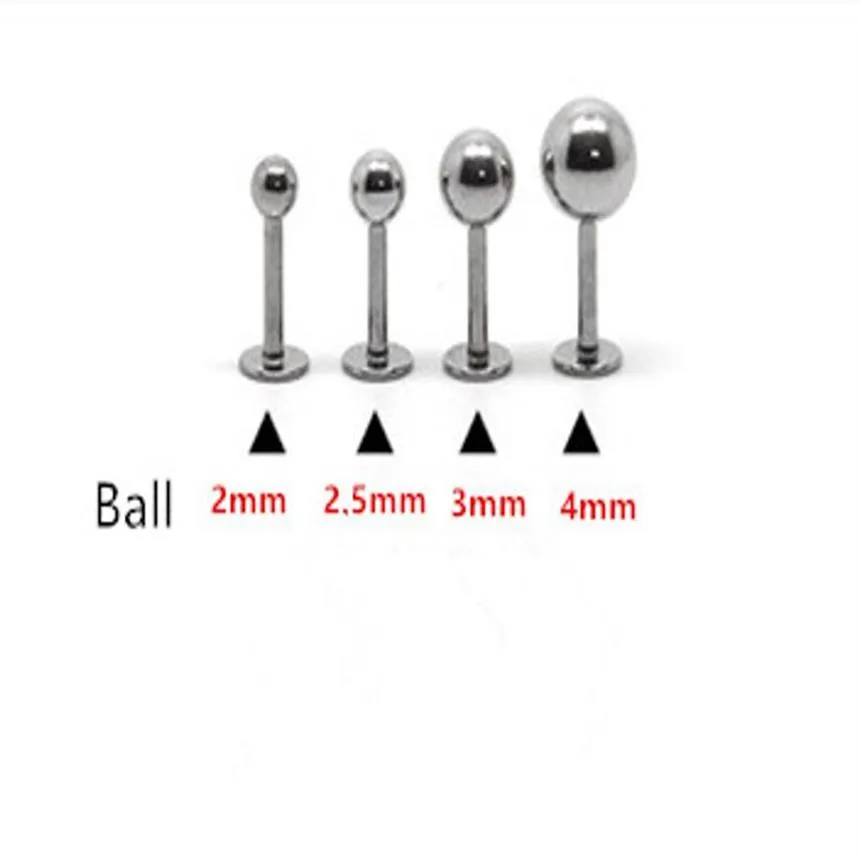 16G Anello per labbro Labret piercing Ball Plain Acciaio chirurgico 316L moda Body piercing Gioielli 100 pz / lotto 2mm 2 5mm 3mm 4mm Trago dell'orecchio 2886