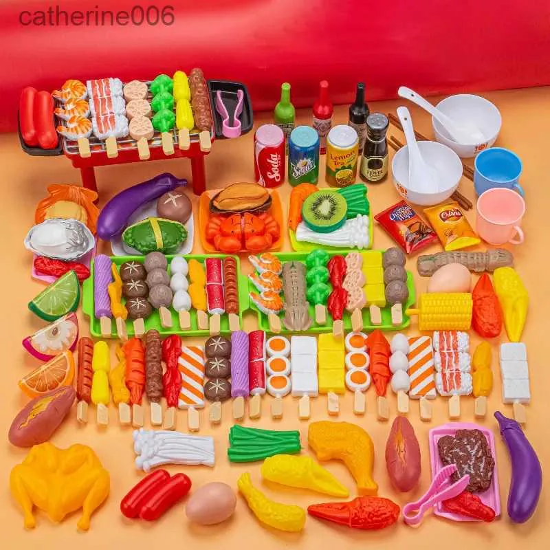 Küchen Spielen Essen Kinder Pretend Play Küche Spielzeug Simulation Lebensmittel Gemüse Grill Kochen Sets Bildung Spielen Haus Interaktives Spielzeug für MädchenL231026