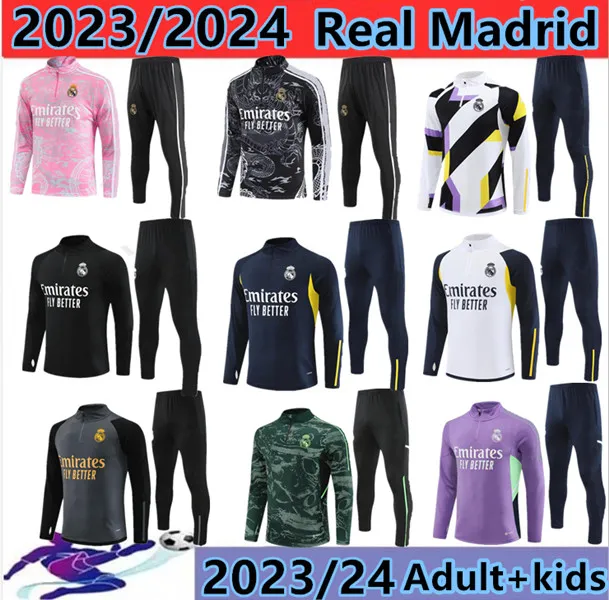 Set 2023-2024 TRAININGSANZUG REAL TRAINING Madrids Anzug 23/24 Männer und Kinder Fußballjacke Chandal Futbol Survêtement Größe 10-2XL