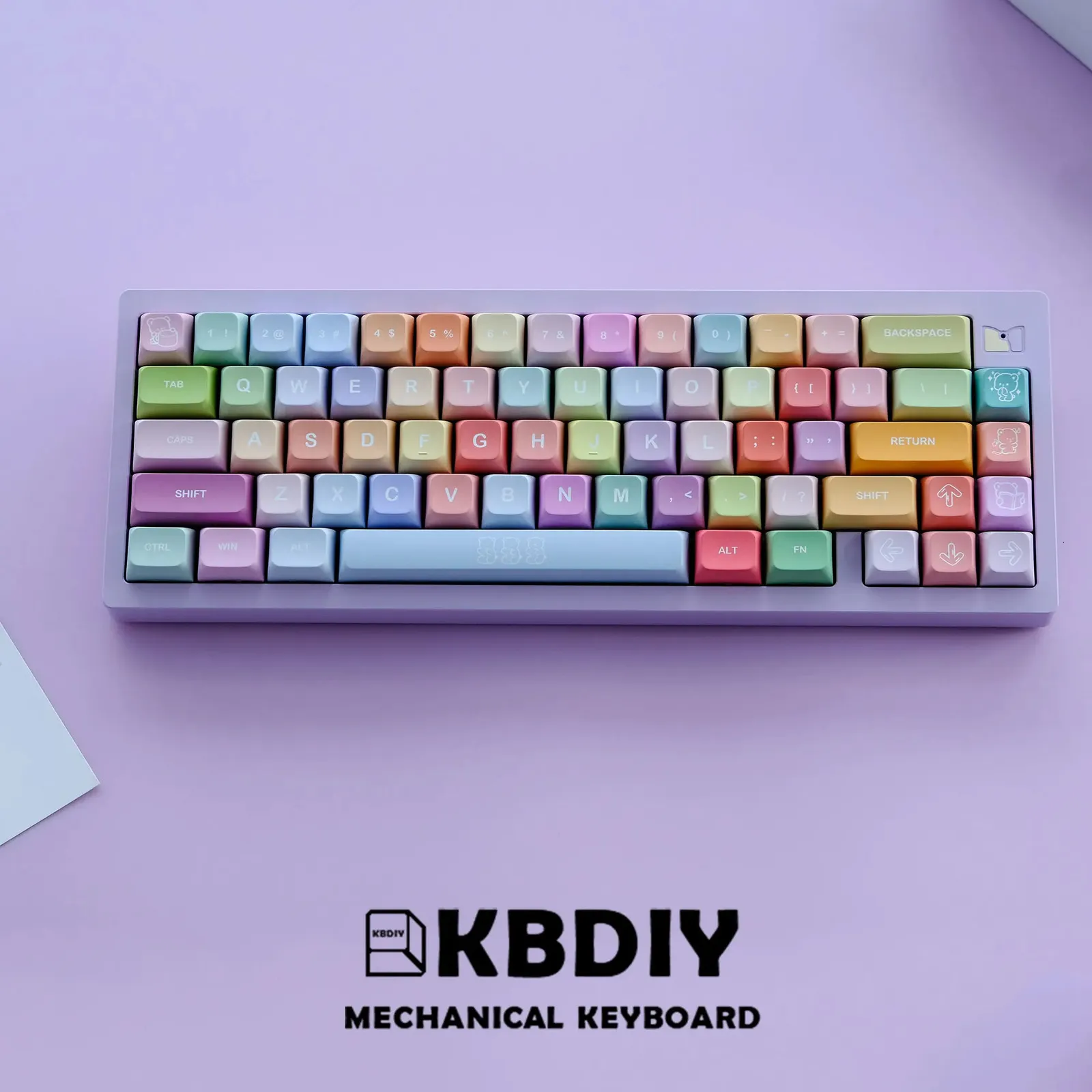 Tangentbord kbdiy 133 tangenter gummy björnar pbt keycap xda profil färg söt xda tangent cap för mx switche anpassade mekaniska spel tangentbord mössor 231025