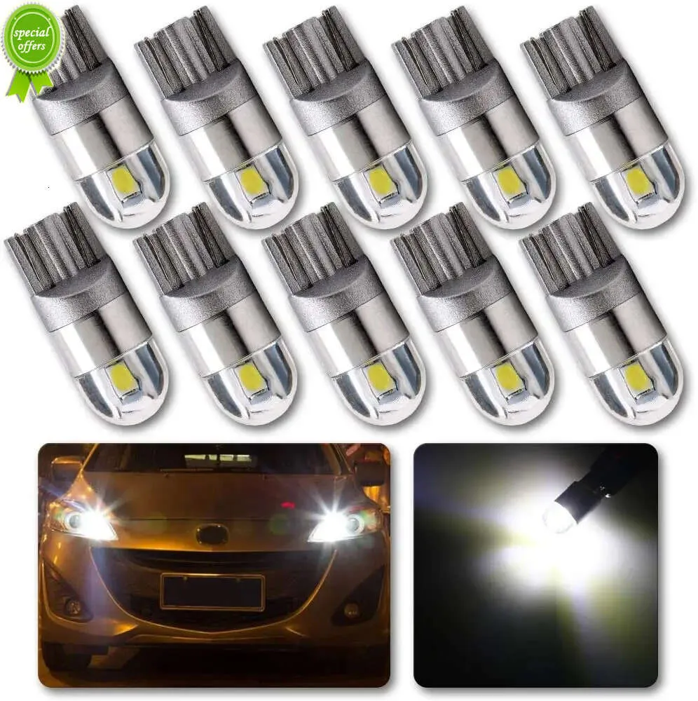 NYA 10 PCS CAR LED -glödlampa T10 W5W 194 Signal Light 12V 7000K White Auto Interior Dome Reading Door Map Strunk Licensplattlampor