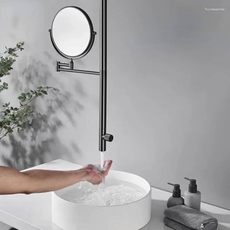 Rubinetti per lavandino del bagno Rubinetto per lavabo a cascata in rame pieno di lusso montato a soffitto per acqua fredda e dal design artistico