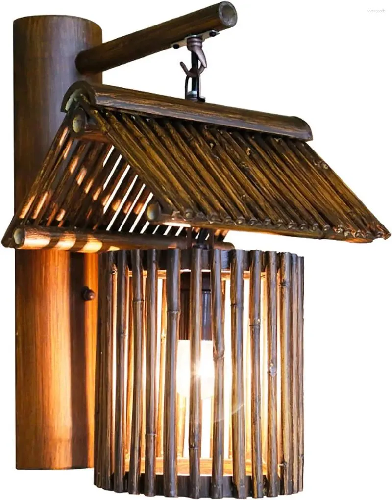 Настенный светильник Бра в японском стиле, сельский светильник из бамбукового дерева, украшение интерьера для прихожей, коридора, лестницы El Monkey