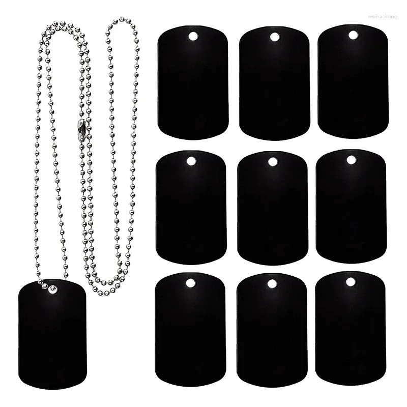 Dog Tag 25 Pack Aluminum Blank Tags Square Metal For Laser-Engraving With 24 Inches Of Stainless Steel Ball Chain Black