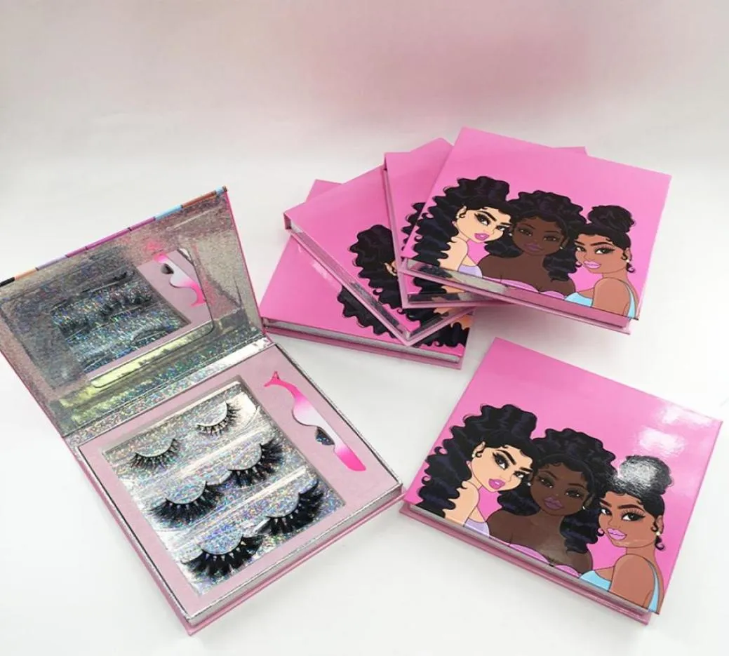 2020 NeuankO -Ankunft Mink falsche Wimpernbuch Buch Custom Packing Magnetic Geschenkboxen Mädchen Wimpern Koffer Paket Make -up Wimpern mit Tweezer3394229