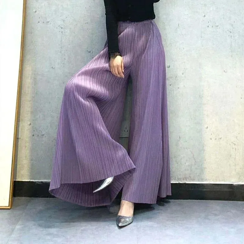 Kadın pantolonları Alsey Miyake Piled Koreli Big Hem Bacak Bahar Yaz Sonbahar Moda Harem Düz Düz Rahat Pantolon