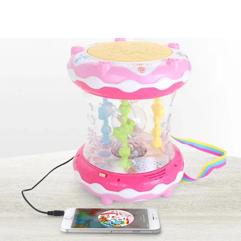 Lärande leksaker Baby Drum Children's Musical Drum DoubleSide Toys Drum Early Learning Educational Toys With Microphone Intelligent Byt till 231026