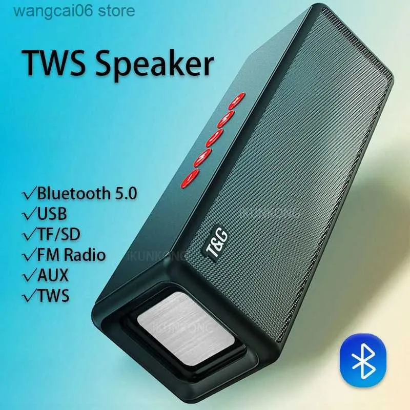 携帯電話スピーカーポータブルBluetoothスピーカーミュージックブームボックスUSBスピーカーaux tf FMラジオハイパワーベースサブウーファーTWS Altavoces Caixa de Som Sonos T231026