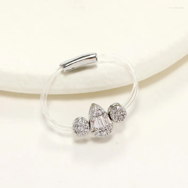 Anéis de casamento 2023 moda feminina anel invisível transparente linha de pesca anel gotas de água acessórios simples para